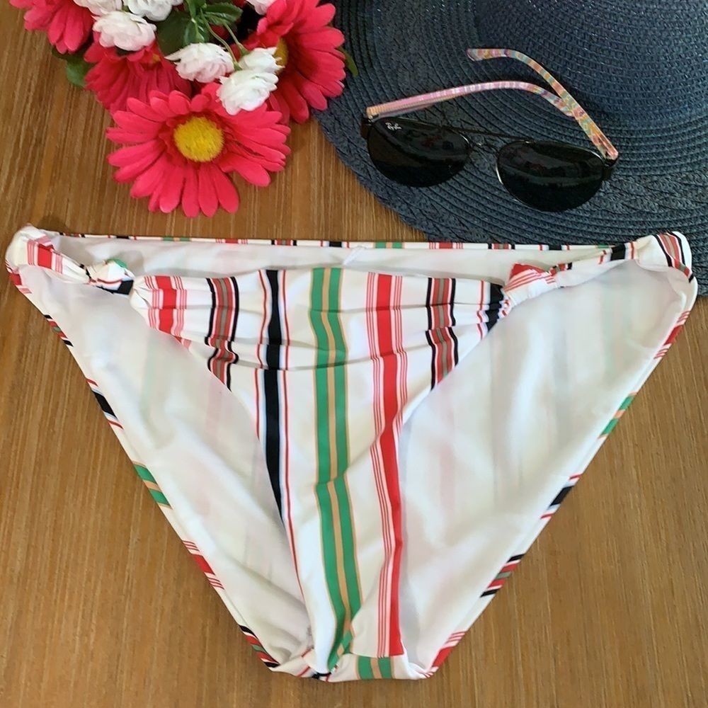 Gibson Latimer Striped Ready or Knot Bikini Bottom